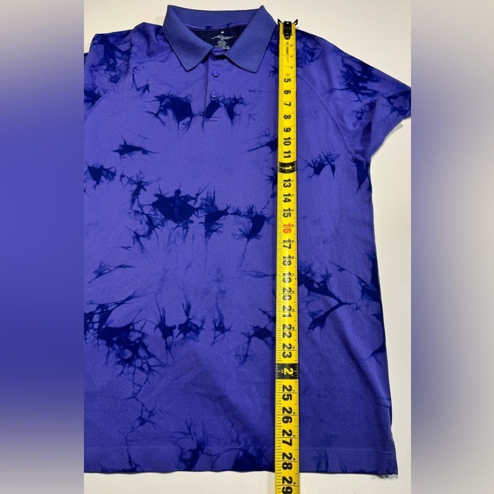 Fabletics Polo Shirt Mens Size Large Purple Tie-Dye Golf Breathable Stretch - Picture 6 of 6